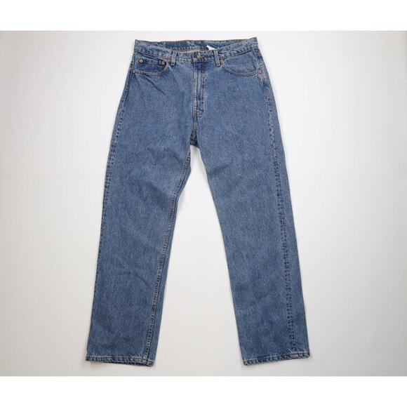 Vintage 90s Levis 505 Mens 36x30 Faded Regular Straight Leg Denim Jeans USA Blue